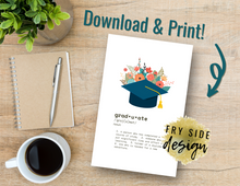 Load image into Gallery viewer, Graduate Definition | Printable Graduation Cards | Congrats Grad Card Printable | Printable Congratulations Graduation Card