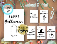 Load image into Gallery viewer, Happy Halloween - Set of 6 | Printable Halloween Cards | Happy Halloween Cards | Halloween Cards to Make | Downloadable Cards