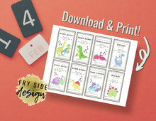 Load image into Gallery viewer, Printable Dinosaur Valentines | Printable Valentines | Printable Valentine Cards | Valentine's Day