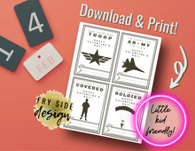 Load image into Gallery viewer, Printable Army Men Valentines | Printable Valentines | Printable Valentine Cards | Valentine's Day