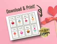Load image into Gallery viewer, Printable Cupcake Valentines | Printable Valentines | Printable Valentine Cards | Valentine's Day