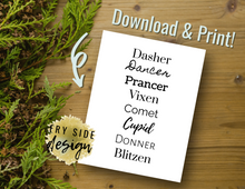 Load image into Gallery viewer, Reindeer Names | Printable Wall Decor | Printable Wall Art | DIY Wall Art