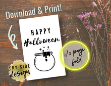 Load image into Gallery viewer, Happy Halloween - Cauldron | Printable Halloween Card | Happy Halloween Card | Halloween Card to Make | Downloadable Card