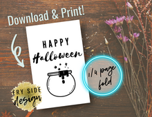 Load image into Gallery viewer, Happy Halloween - Cauldron | Printable Halloween Card | Happy Halloween Card | Halloween Card to Make | Downloadable Card