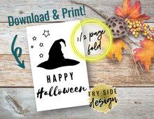 Load image into Gallery viewer, Happy Halloween - Witch Hat | Printable Halloween Card | Happy Halloween Card | Halloween Card to Make | Downloadable Card