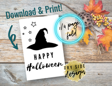 Load image into Gallery viewer, Happy Halloween - Witch Hat | Printable Halloween Card | Happy Halloween Card | Halloween Card to Make | Downloadable Card