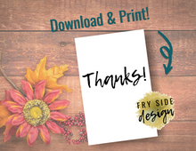 Load image into Gallery viewer, Thanks | Printable Thank You Card | Thank You Cards For Business | Thank You Notes | Downloadable File