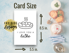 Load image into Gallery viewer, I Love You a Latke | Happy Hanukkah Card | Printable Hanukkah Card | Menorah | Chanukah