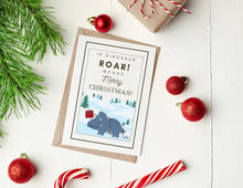 Load image into Gallery viewer, Dinosaur Christmas Cards - Set of 6 | Christmas Card | Printable Holiday Card | Printable Christmas Card