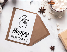 Load image into Gallery viewer, Happy Holidays - Snowman | Holiday Card | Printable Holiday Card | Printable Christmas Card