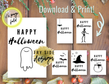 Load image into Gallery viewer, Happy Halloween - Set of 6 | Printable Halloween Cards | Happy Halloween Cards | Halloween Cards to Make | Downloadable Cards