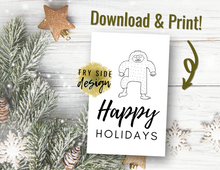 Load image into Gallery viewer, Happy Holidays - Yeti | Holiday Card | Printable Holiday Card | Printable Christmas Card