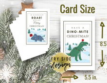 Load image into Gallery viewer, Dinosaur Christmas Cards - Set of 6 | Christmas Card | Printable Holiday Card | Printable Christmas Card