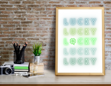 Load image into Gallery viewer, Lucky Neon | St Patrick&#39;s Day Printables | St Patrick&#39;s Day Decor Printable | St Patrick&#39;s Day Printable Decorations
