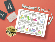 Load image into Gallery viewer, Printable Dinosaur Valentines | Printable Valentines | Printable Valentine Cards | Valentine&#39;s Day
