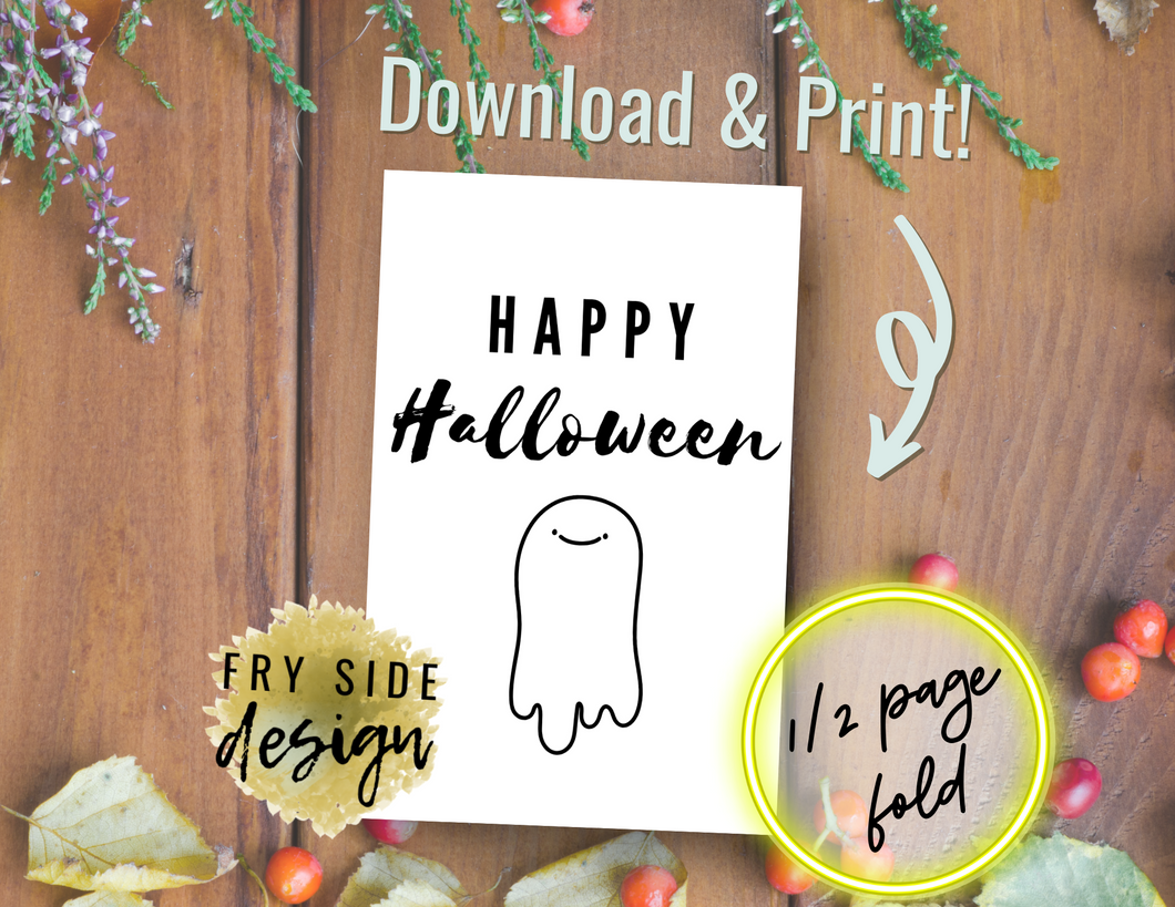 Happy Halloween - Ghost | Printable Halloween Card | Happy Halloween Card | Halloween Card to Make | Downloadable Card