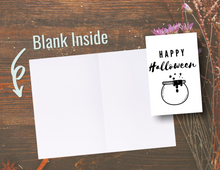 Load image into Gallery viewer, Happy Halloween - Cauldron | Printable Halloween Card | Happy Halloween Card | Halloween Card to Make | Downloadable Card
