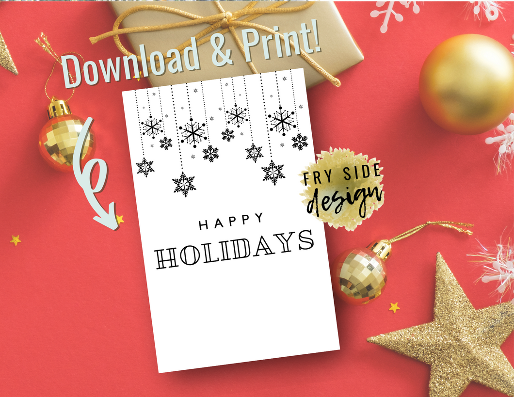 Happy Holidays - Snowflakes | Holiday Card | Printable Holiday Card | Printable Christmas Card