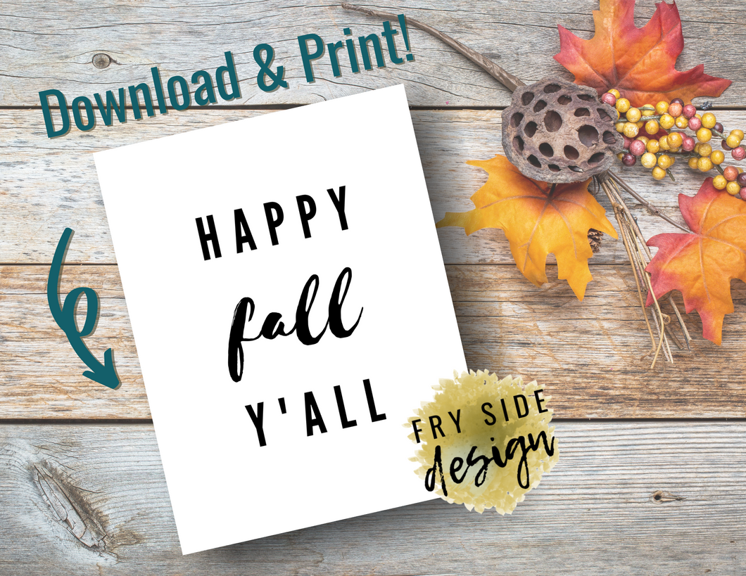 Happy Fall Y'all | Printable Wall Decor | Printable Wall Art | DIY Wall Art