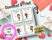Load image into Gallery viewer, Printable Children&#39;s Army Valentines | Printable Valentines | Printable Valentine Cards | Valentine&#39;s Day
