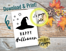 Load image into Gallery viewer, Happy Halloween - Witch Hat | Printable Halloween Card | Happy Halloween Card | Halloween Card to Make | Downloadable Card
