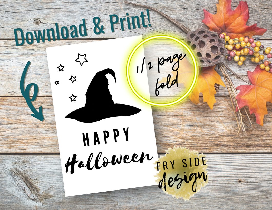 Happy Halloween - Witch Hat | Printable Halloween Card | Happy Halloween Card | Halloween Card to Make | Downloadable Card
