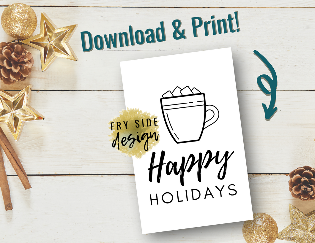 Happy Holidays - Cup of Cocoa | Holiday Card | Printable Holiday Card | Printable Christmas Card