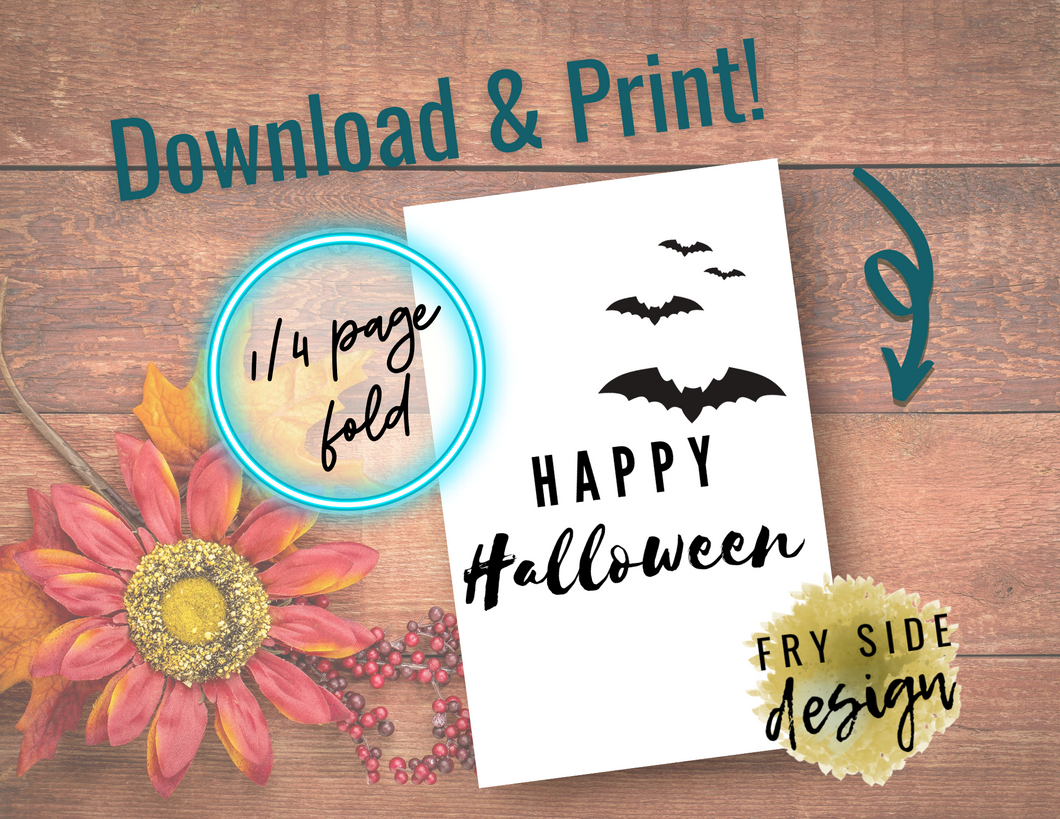 Happy Halloween - Bats | Printable Halloween Card | Happy Halloween Card | Halloween Card to Make | Downloadable Card