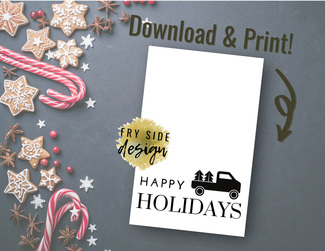 Happy Holidays - Pickup Truck | Holiday Card | Printable Holiday Card | Printable Christmas Card