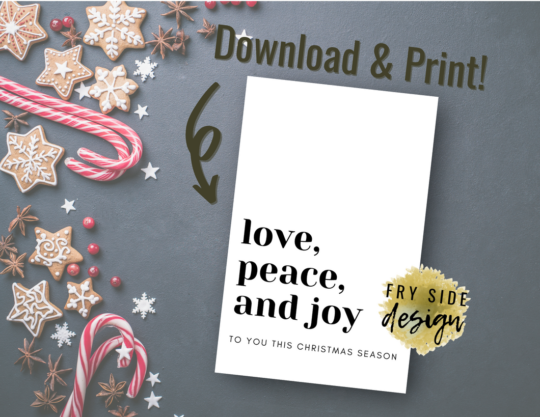 Love, Peace and Joy | Christmas Card | Printable Holiday Card | Printable Christmas Card
