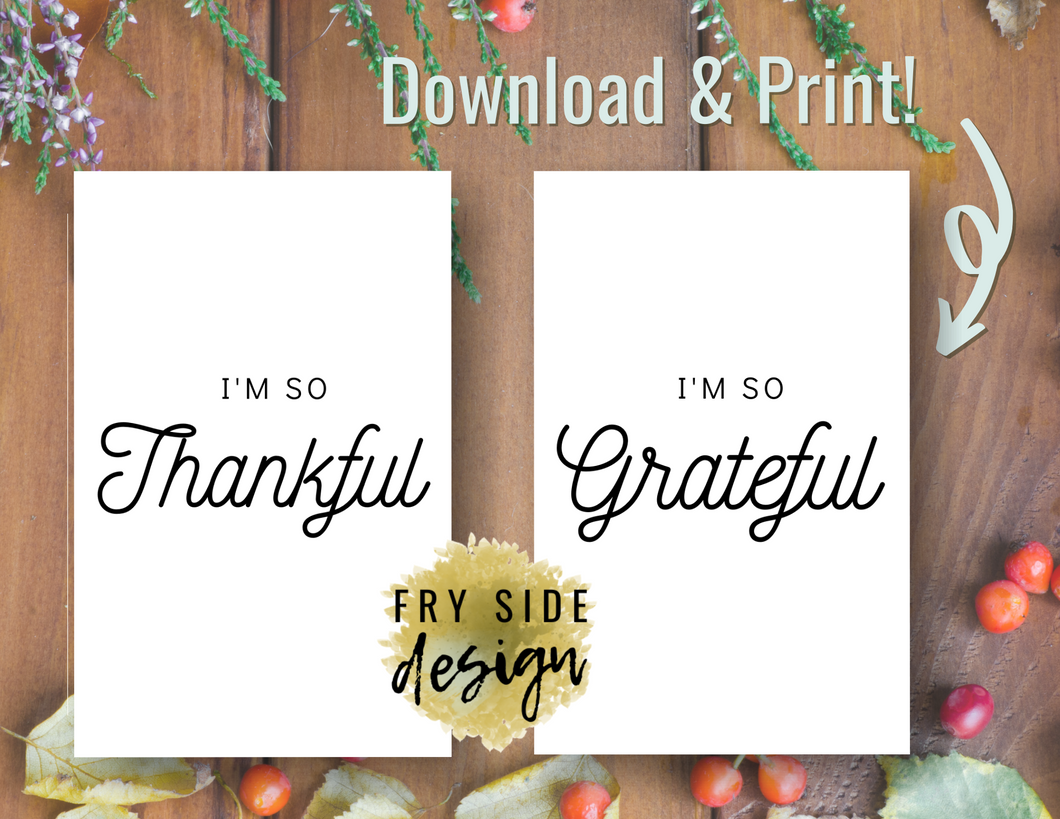 I'm So Grateful (set of 2) | Printable Thank You Card | Thank You Cards For Business | Thank You Notes | Downloadable File