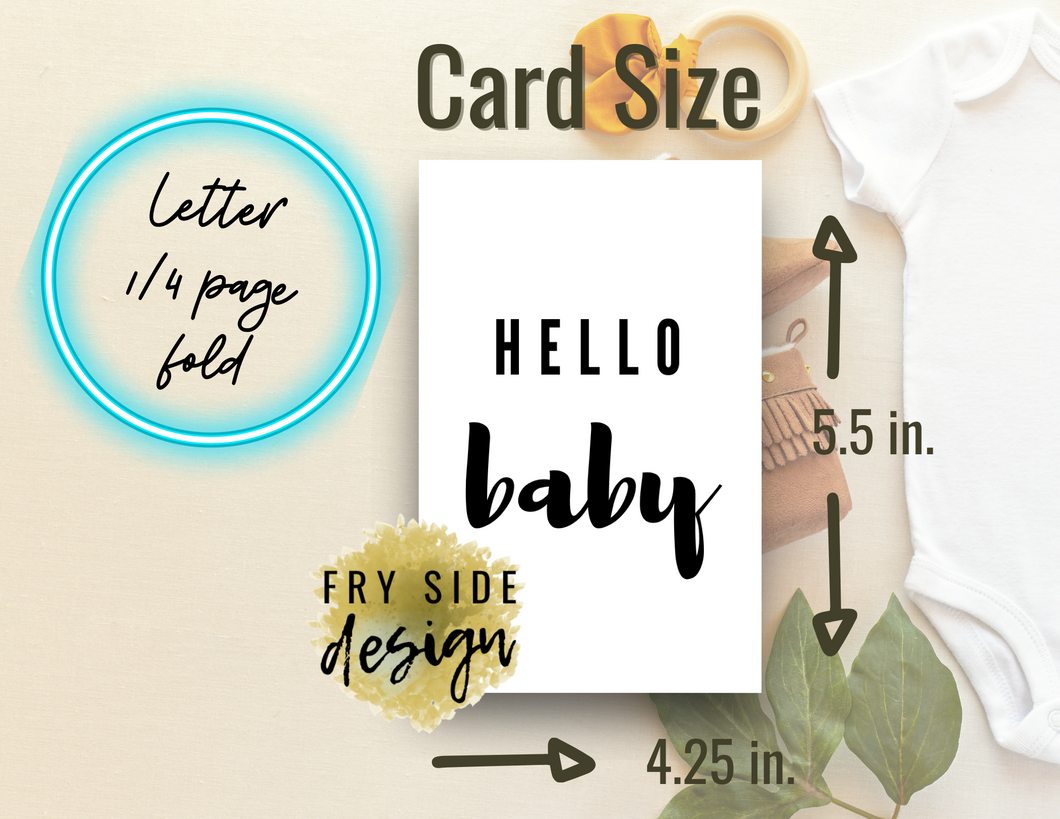 Hello Baby | Printable Baby Shower Card | Cards For Baby